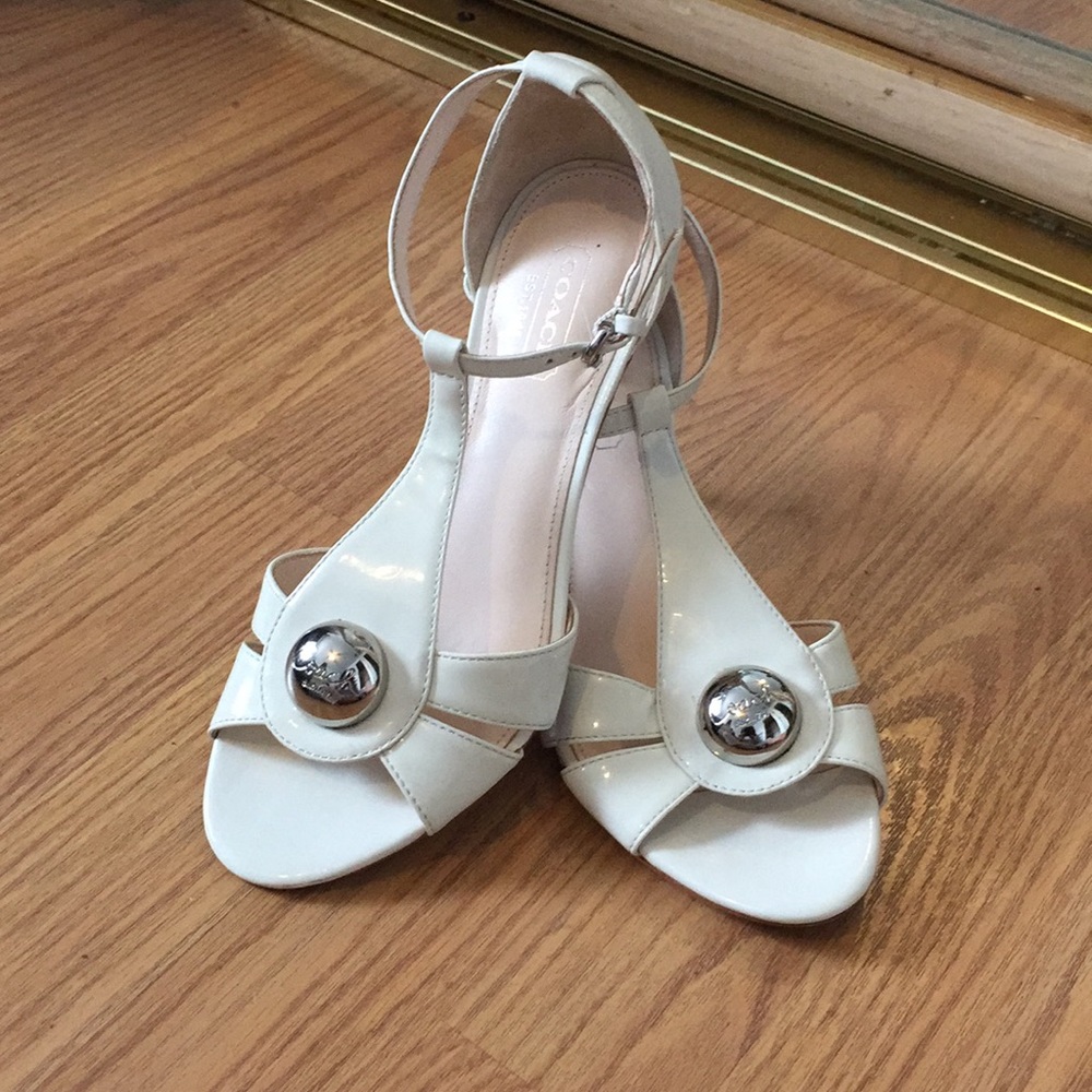 Coach Helena Kitten Heel, Cream White Dress Sandal - Picture 2 of 6